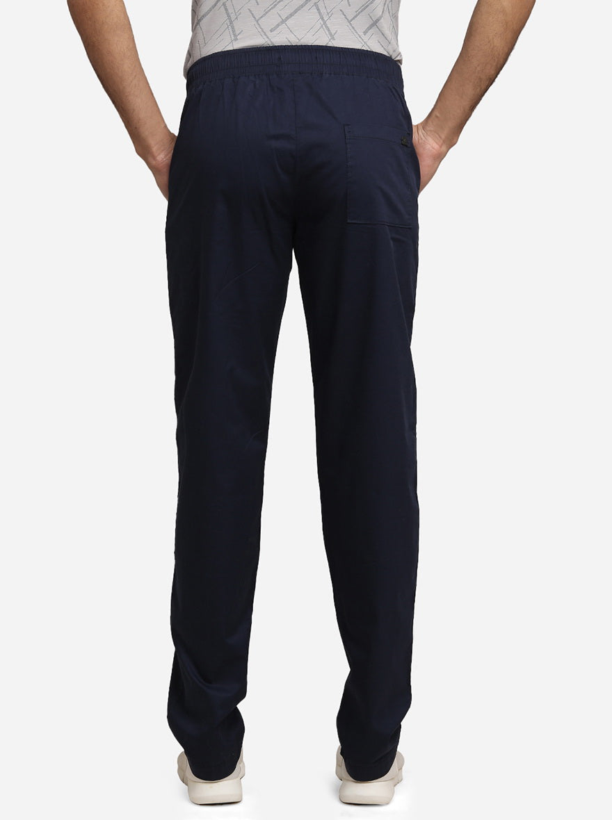 Navy Blue Solid Regular Fit Track Pants | JadeBlue