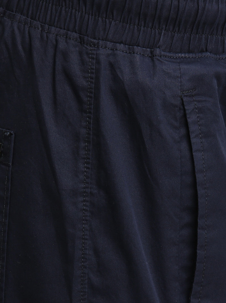 Navy Blue Solid Regular Fit Track Pants | JadeBlue