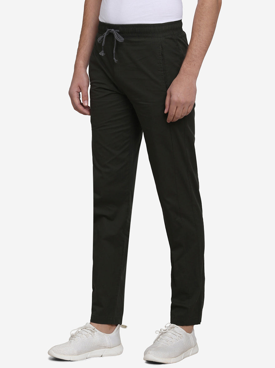 Olive Green Solid Regular Fit Track Pants  | JadeBlue