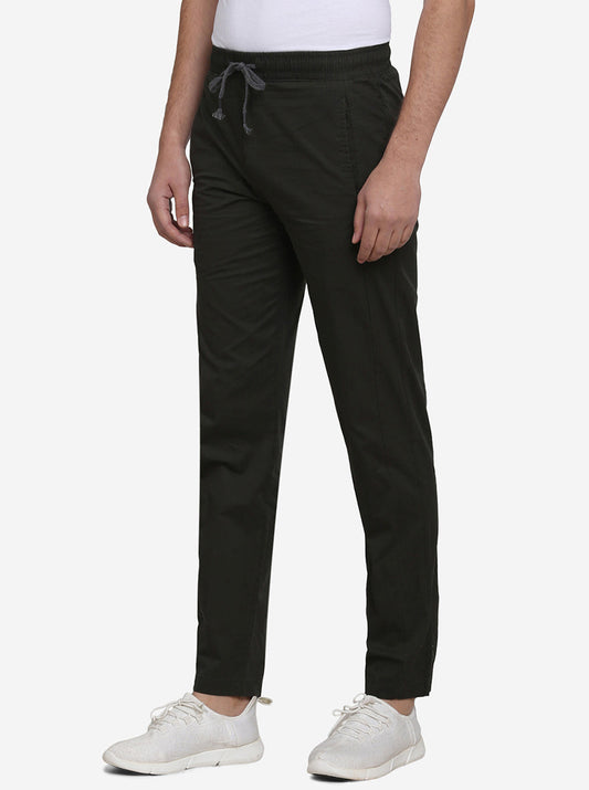 Olive Green Solid Regular Fit Track Pants  | JadeBlue