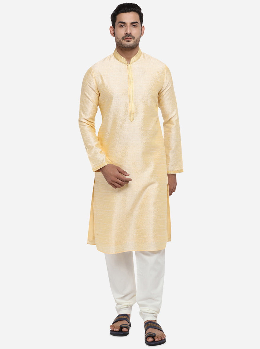 Cream & Light Yellow Kurta Set | Azania