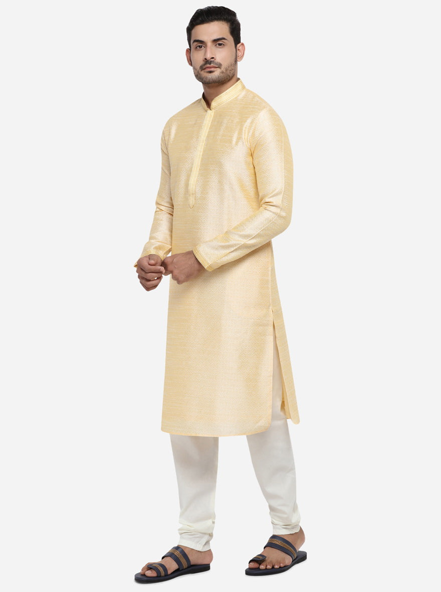 Cream & Light Yellow Kurta Set | Azania