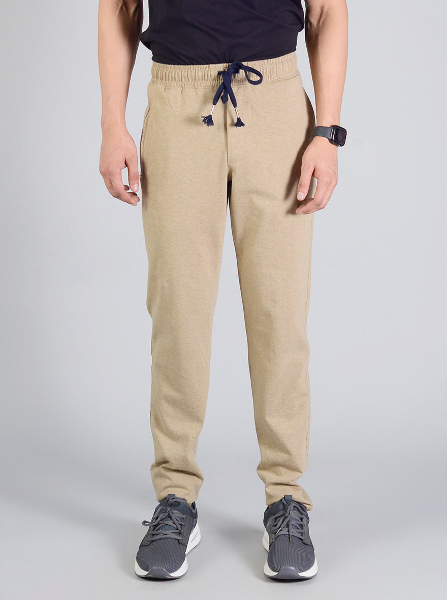 Khaki Solid Regular Fit Track Pants | JadeBlue