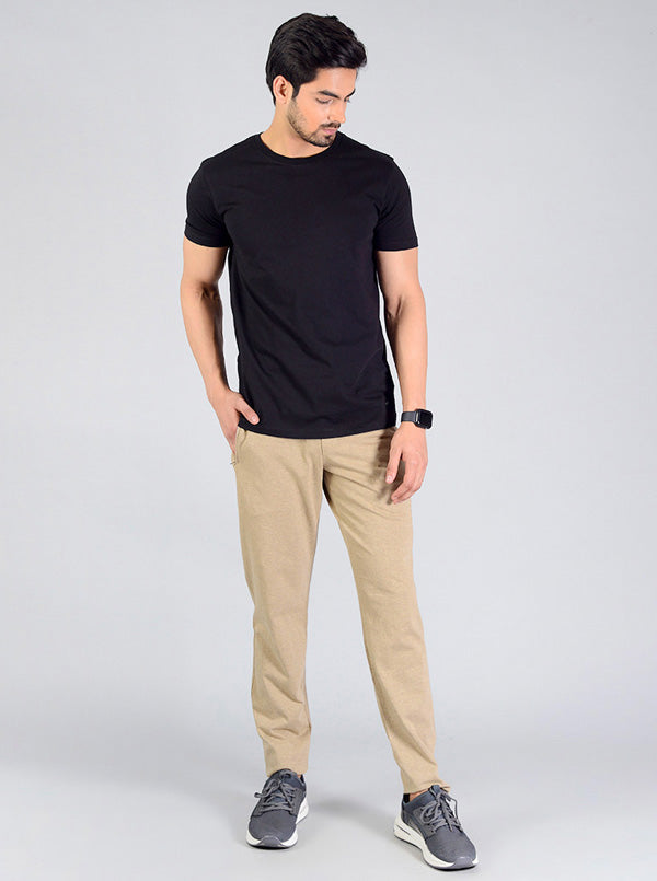 Khaki Solid Regular Fit Track Pants | JadeBlue