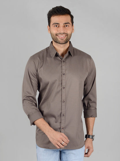 Grey Solid Slim Fit Casual Shirt | JB Sport