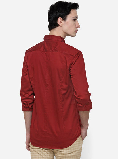 Maroon Slim Fit Solid Casual Shirt | JB Sport