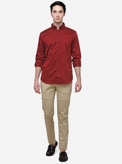 Maroon Slim Fit Solid Casual Shirt | JB Sport
