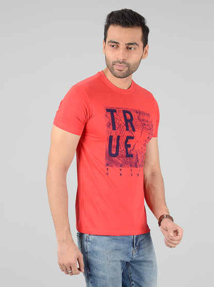 Red Printed Slim Fit T-Shirt | Greenfibre