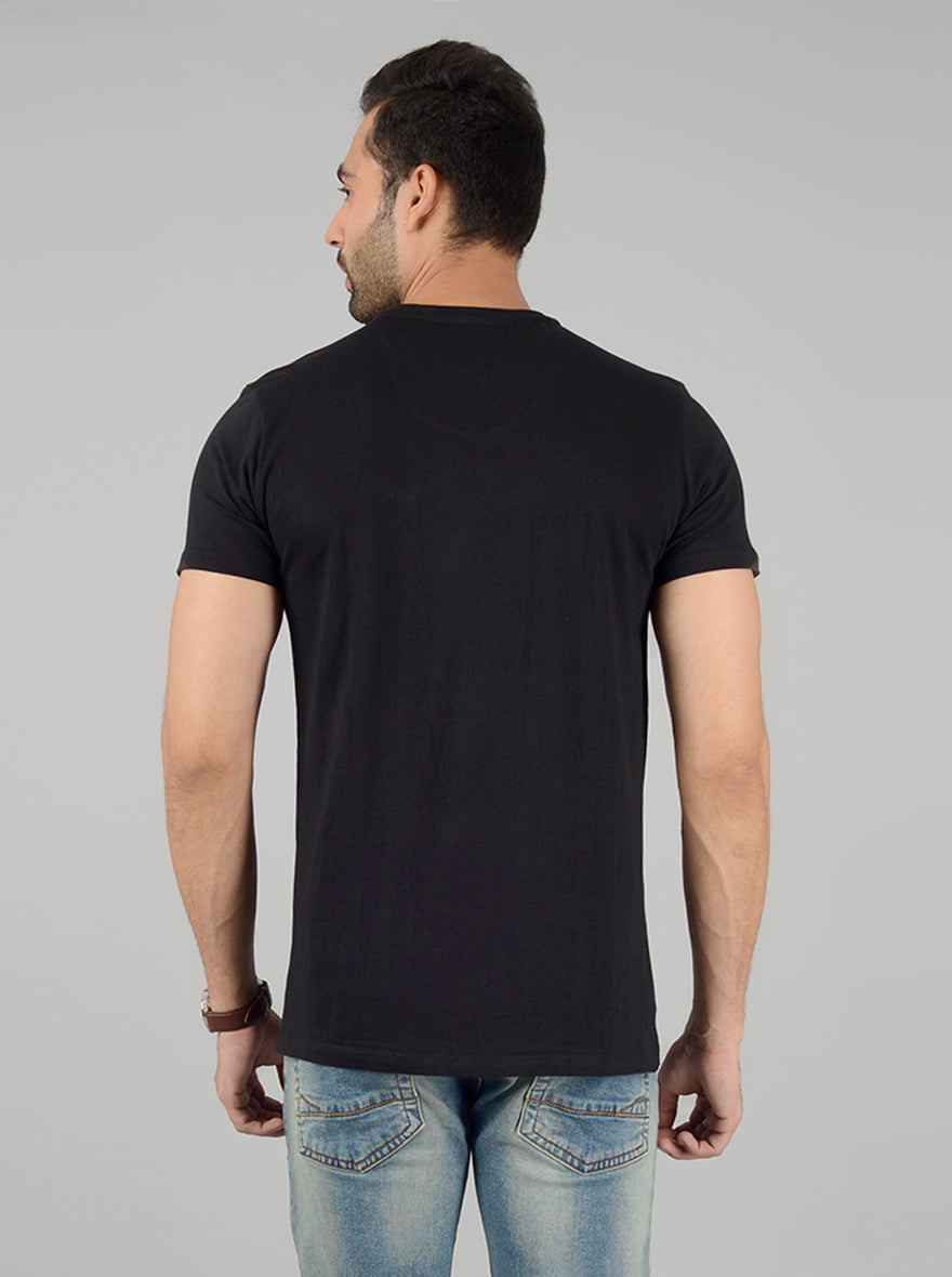 Black Printed Slim Fit T-Shirt | Greenfibre