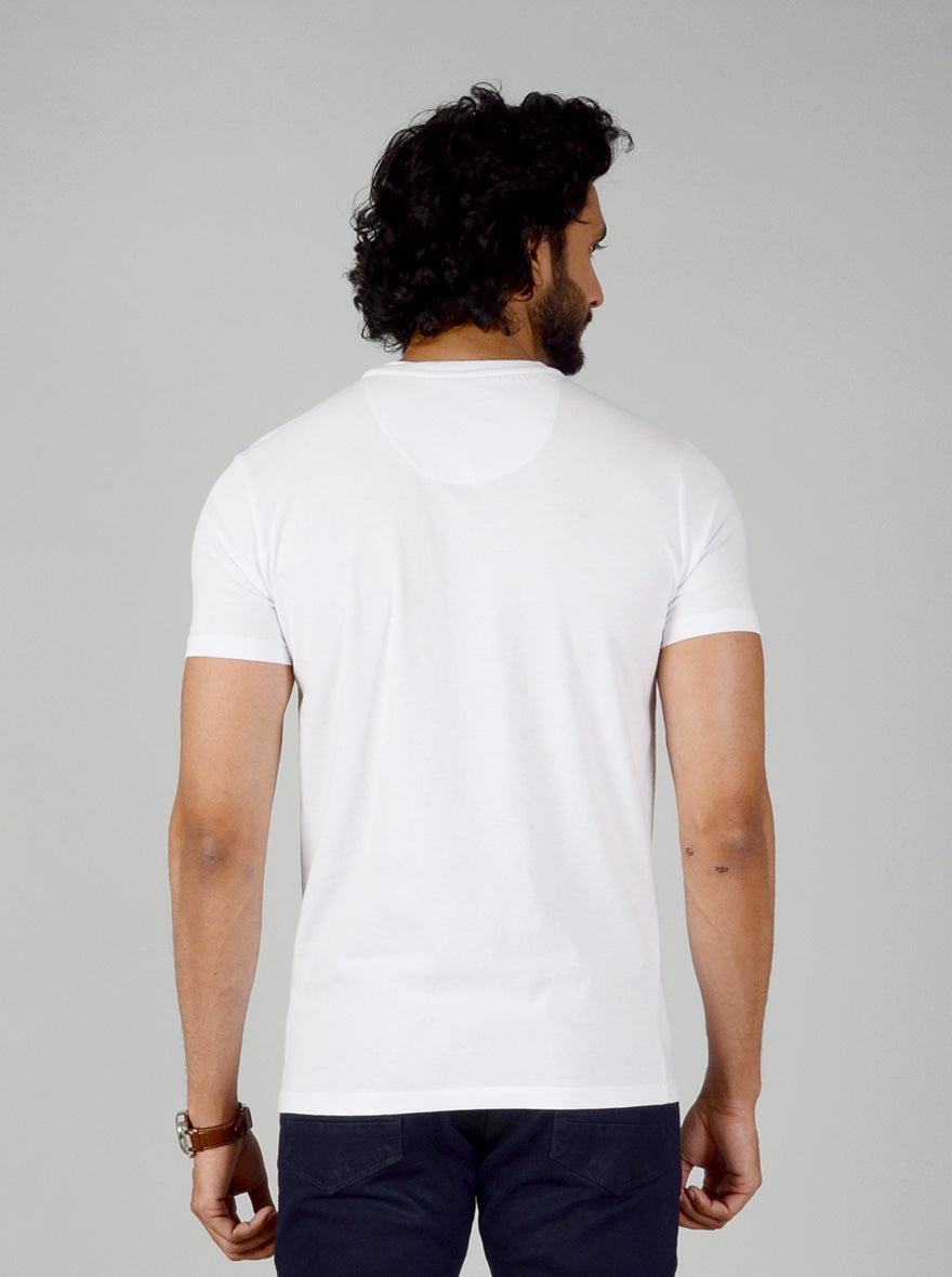 White Printed Slim Fit T-shirt | Greenfibre