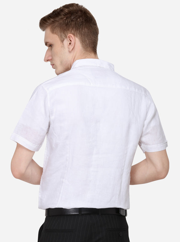 White Solid Slim Fit Casual Shirt | JB Sport