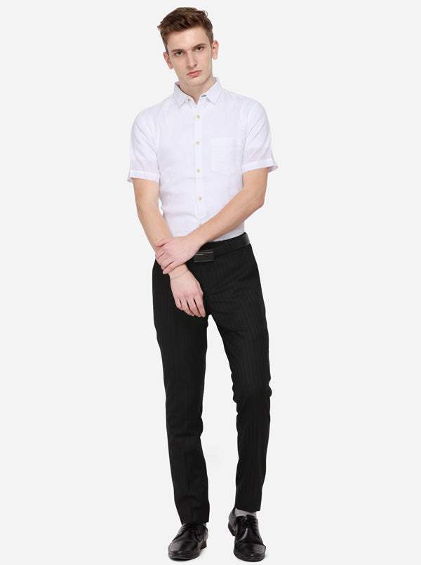 White Solid Slim Fit Casual Shirt | JB Sport