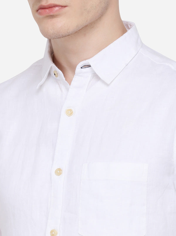 White Solid Slim Fit Casual Shirt | JB Sport