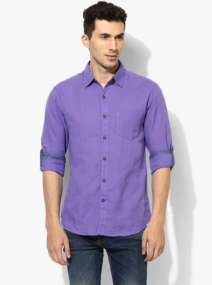 Greenfibre Light Purple Slim Fit Casual Shirt