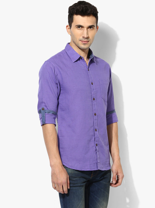 Greenfibre Light Purple Slim Fit Casual Shirt