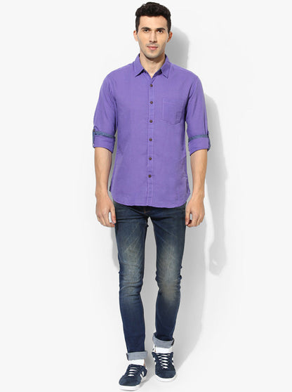 Greenfibre Light Purple Slim Fit Casual Shirt
