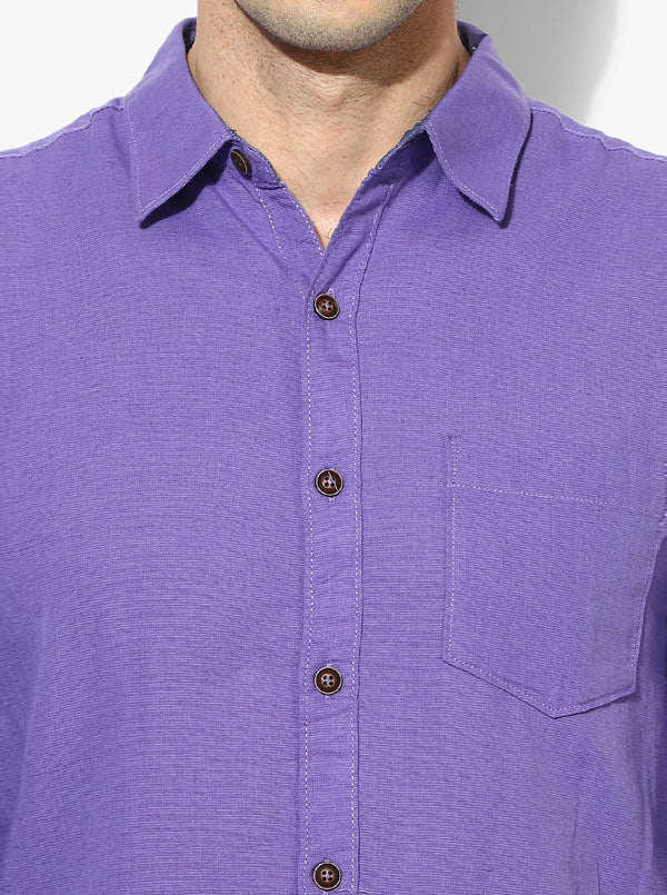 Greenfibre Light Purple Slim Fit Casual Shirt