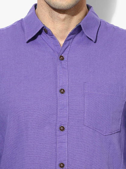 Greenfibre Light Purple Slim Fit Casual Shirt