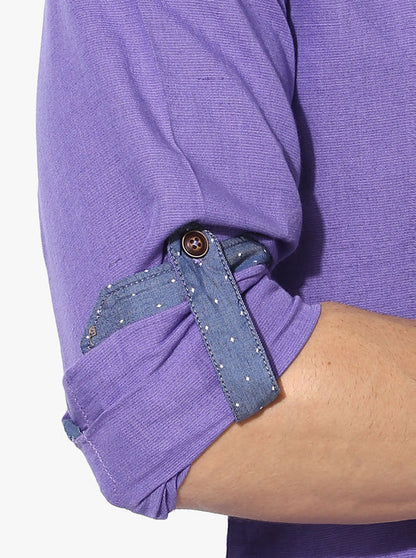 Greenfibre Light Purple Slim Fit Casual Shirt
