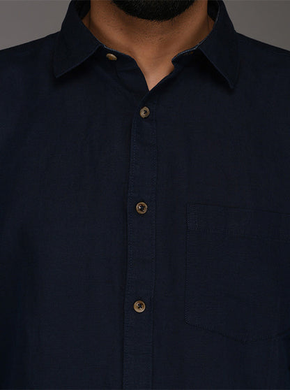 Blue Solid Slim Fit Casual Shirt | JB Sport