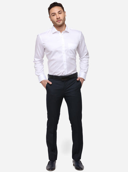 White Solid Slim Fit Formal Shirt | Metal