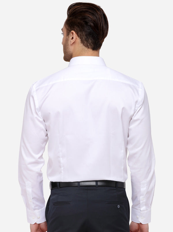 White Solid Slim Fit Formal Shirt | Metal