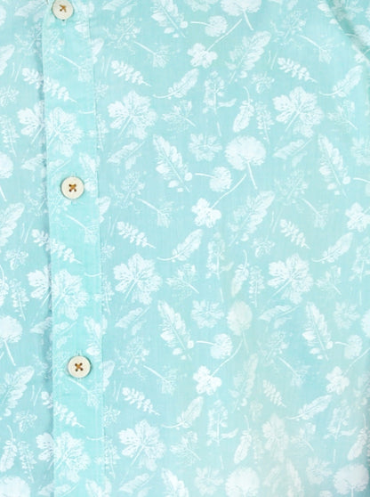 Water Green Printed Slim Fit Casual Shirt | JB Sport