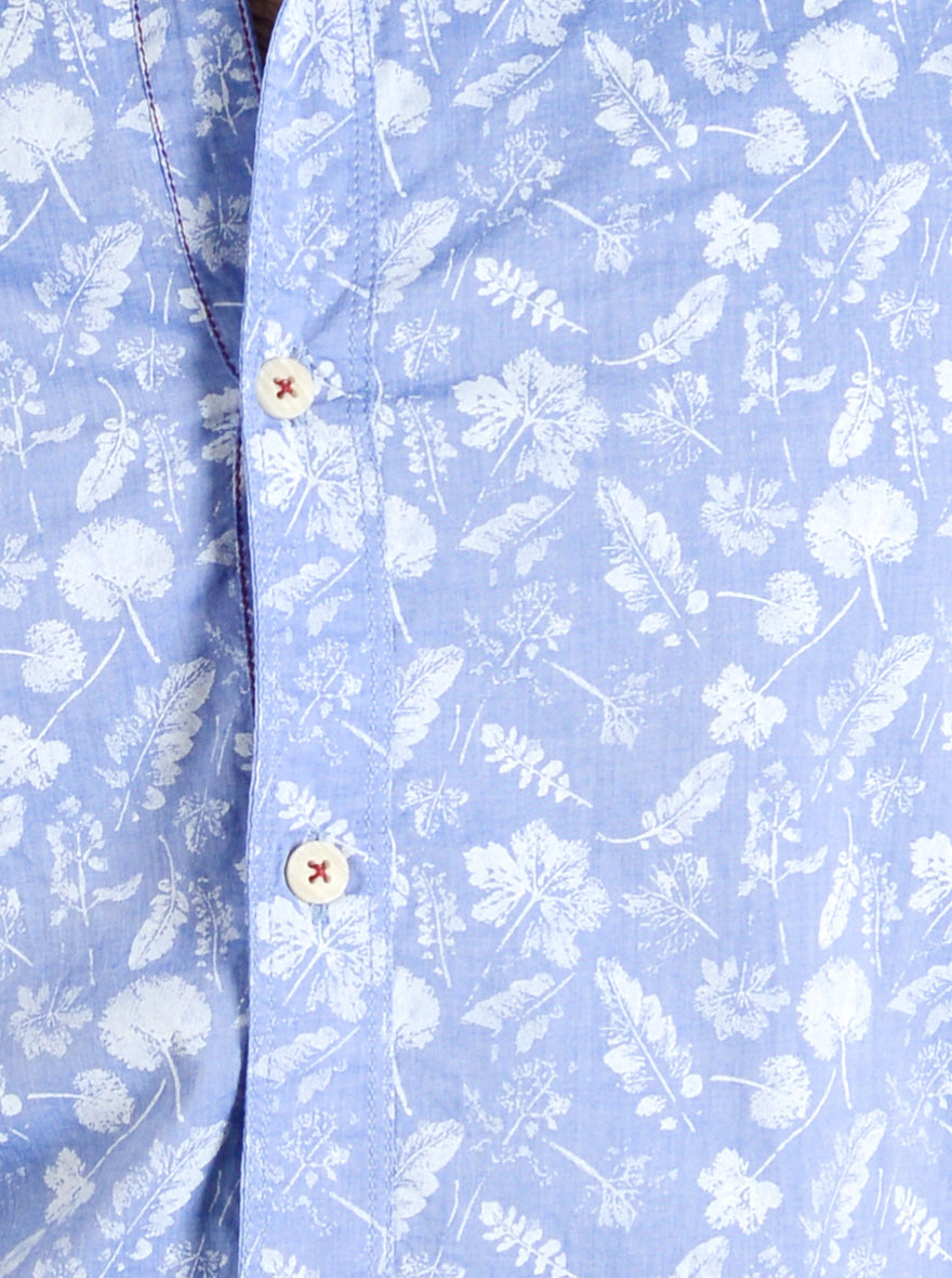 Morning Sky Blue Printed Slim Fit Casual Shirt | JB Sport