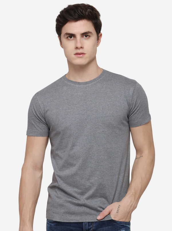 Antra Melange Solid Slim Fit T-Shirt | JB Sport