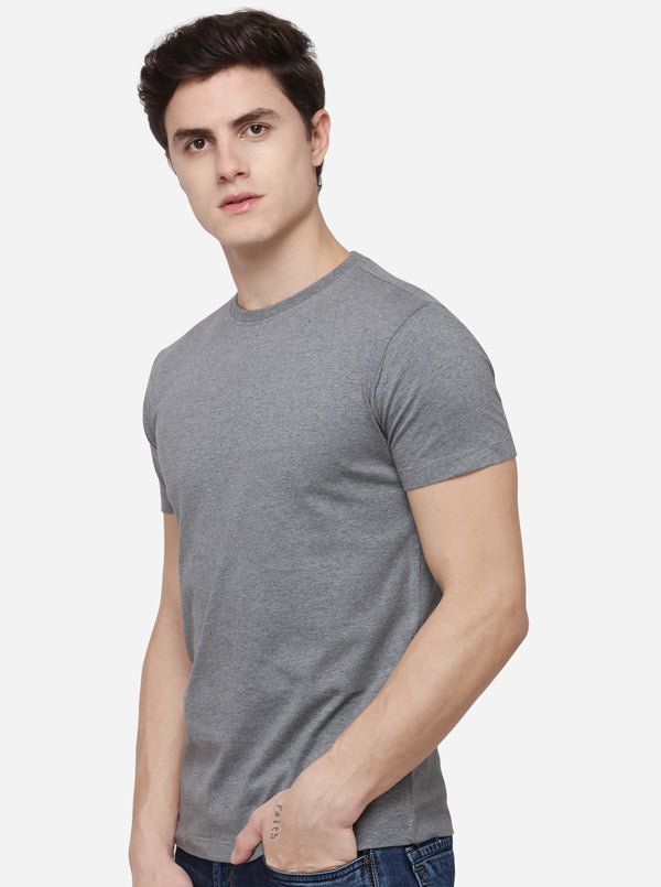 Antra Melange Solid Slim Fit T-Shirt | JB Sport