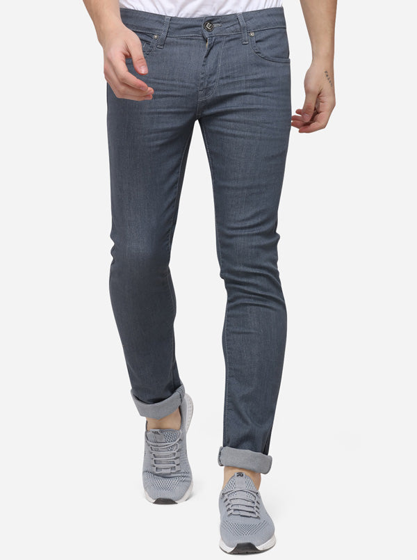 Grey Narrow Fit Solid Jeans | Greenfibre