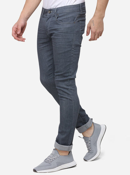Grey Narrow Fit Solid Jeans | Greenfibre