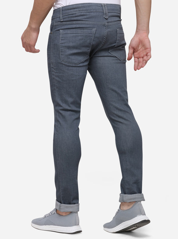 Grey Narrow Fit Solid Jeans | Greenfibre