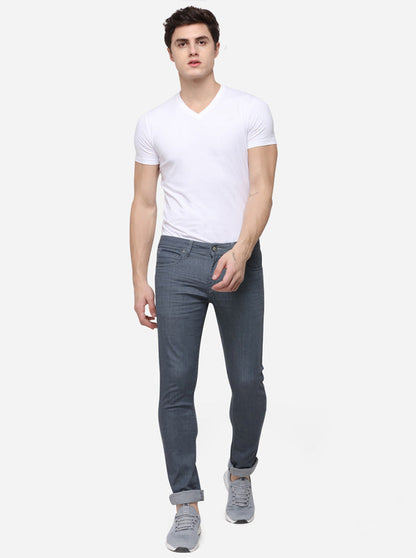 Grey Narrow Fit Solid Jeans | Greenfibre