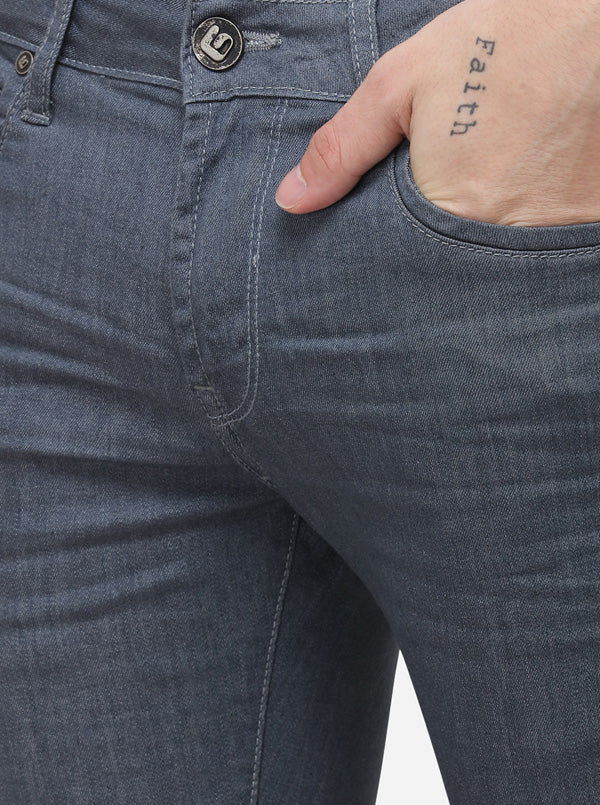 Grey Narrow Fit Solid Jeans | Greenfibre
