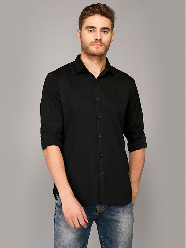 JB Sport Black Slim Fit Casual Shirt