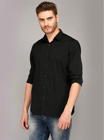 JB Sport Black Slim Fit Casual Shirt