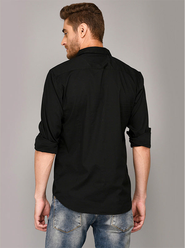 JB Sport Black Slim Fit Casual Shirt