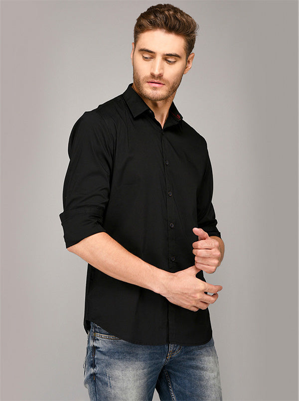 JB Sport Black Slim Fit Casual Shirt