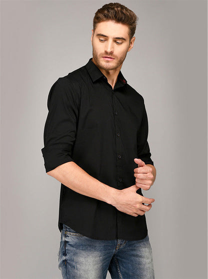 JB Sport Black Slim Fit Casual Shirt