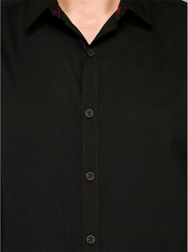 JB Sport Black Slim Fit Casual Shirt