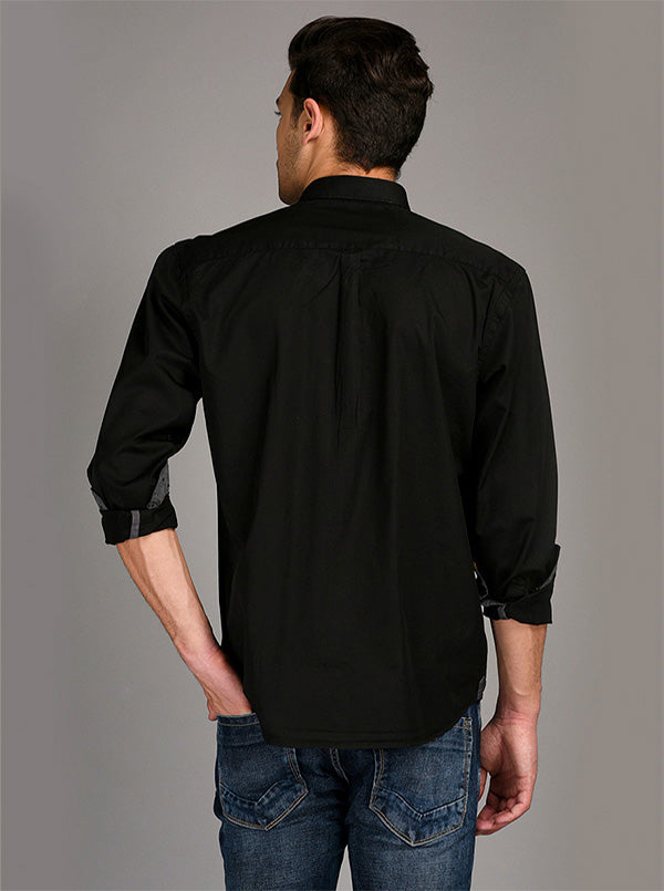 Greenfibre Black Regular Fit Casual Shirt