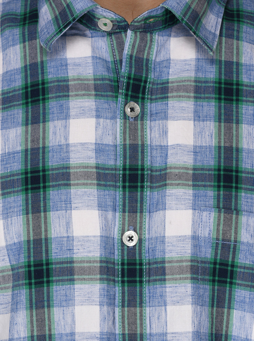 Blue Checked Slim Fit Casual Shirt | JB Sport