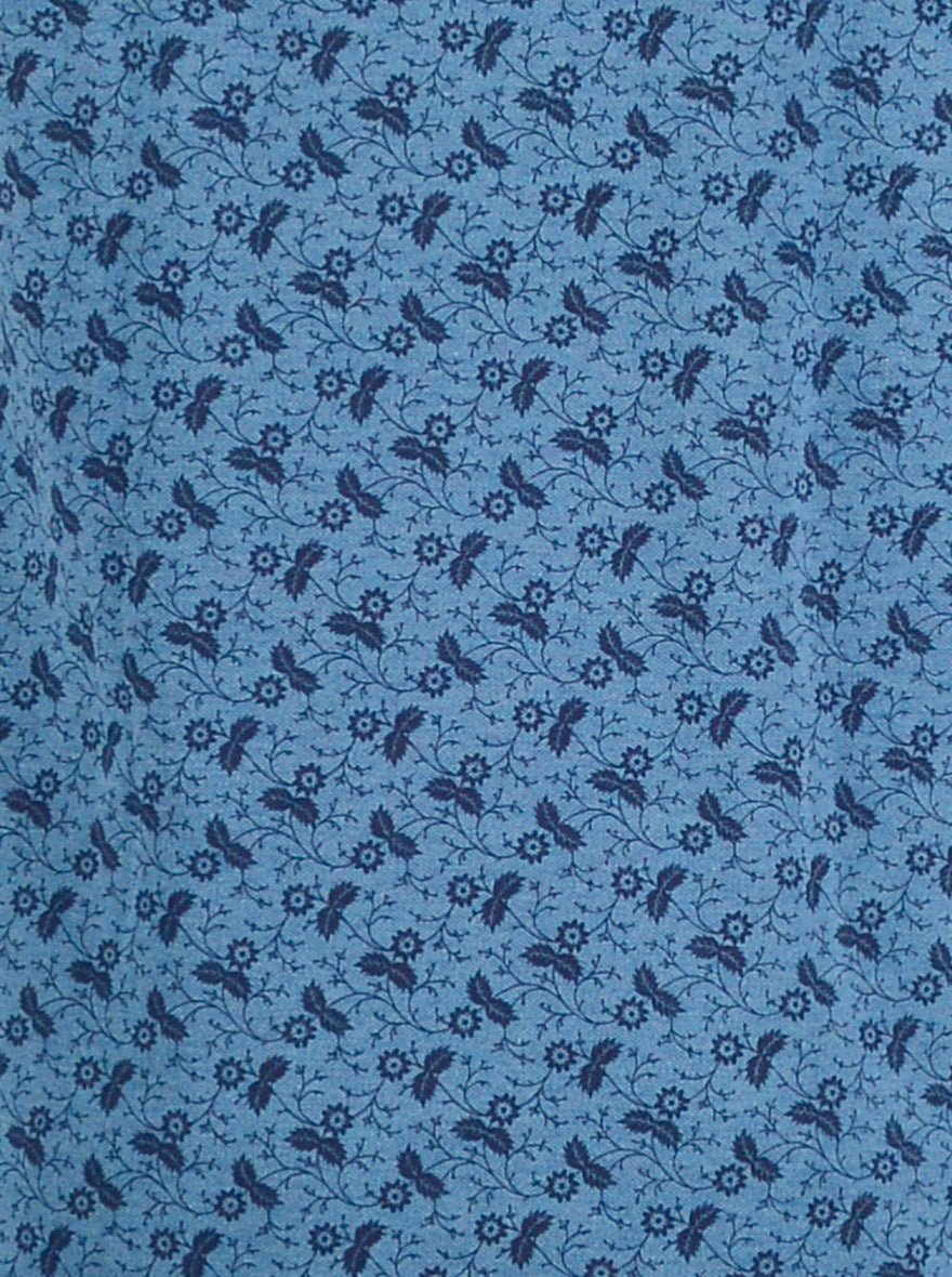 Prussian Blue Printed Slim Fit Polo T-Shirt | Greenfibre