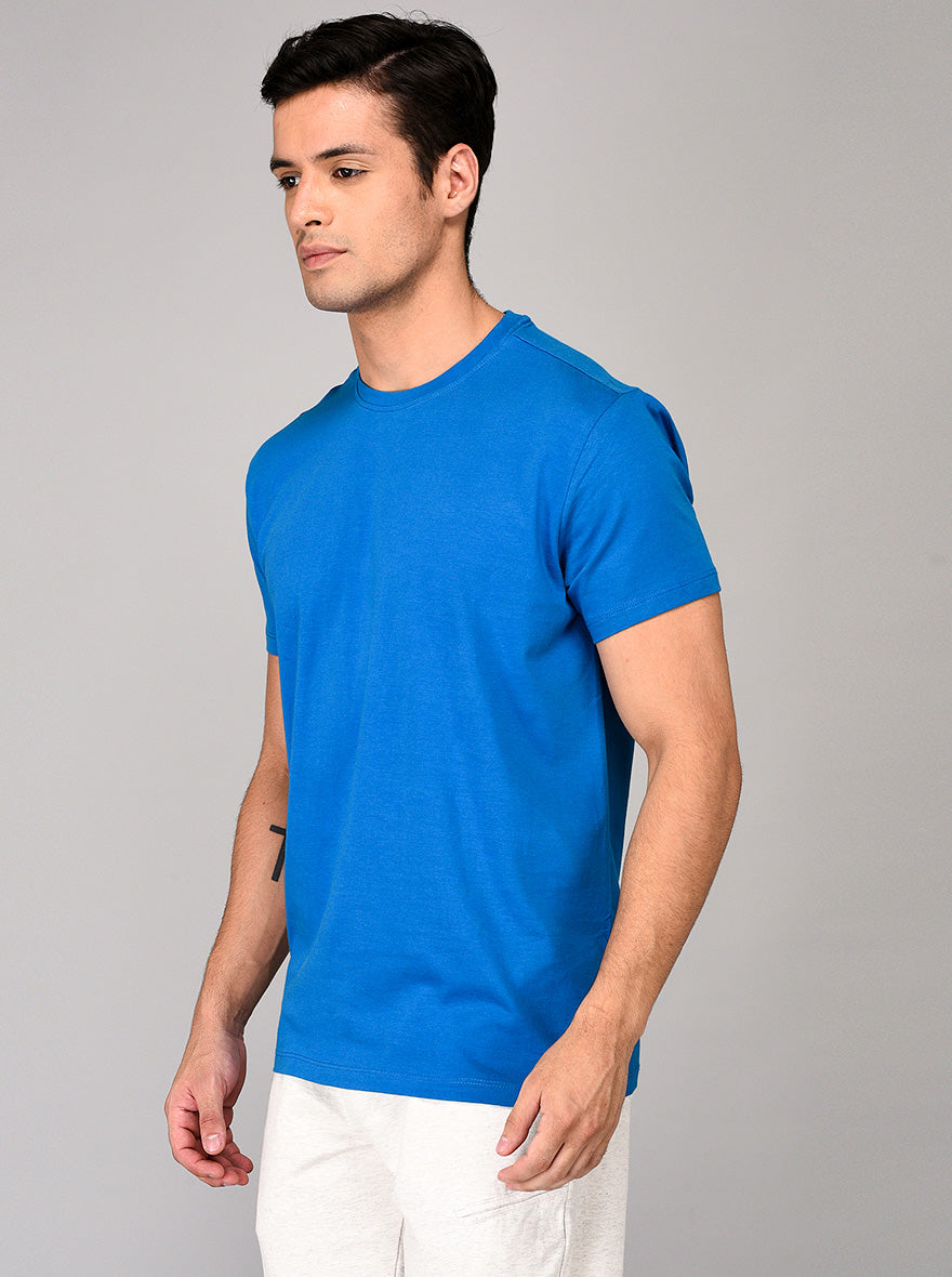 Light Blue Slim Fit Round Neck T-shirt | JB Sport