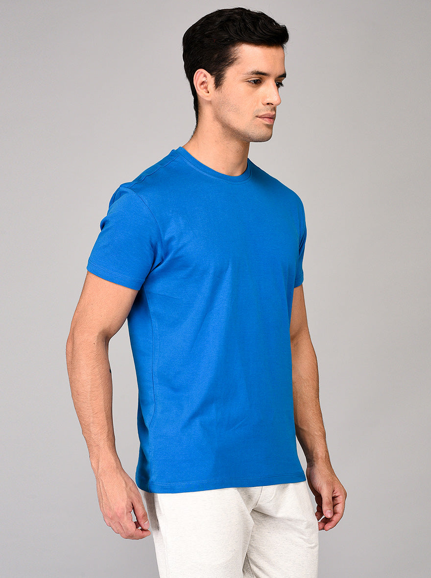 Light Blue Slim Fit Round Neck T-shirt | JB Sport