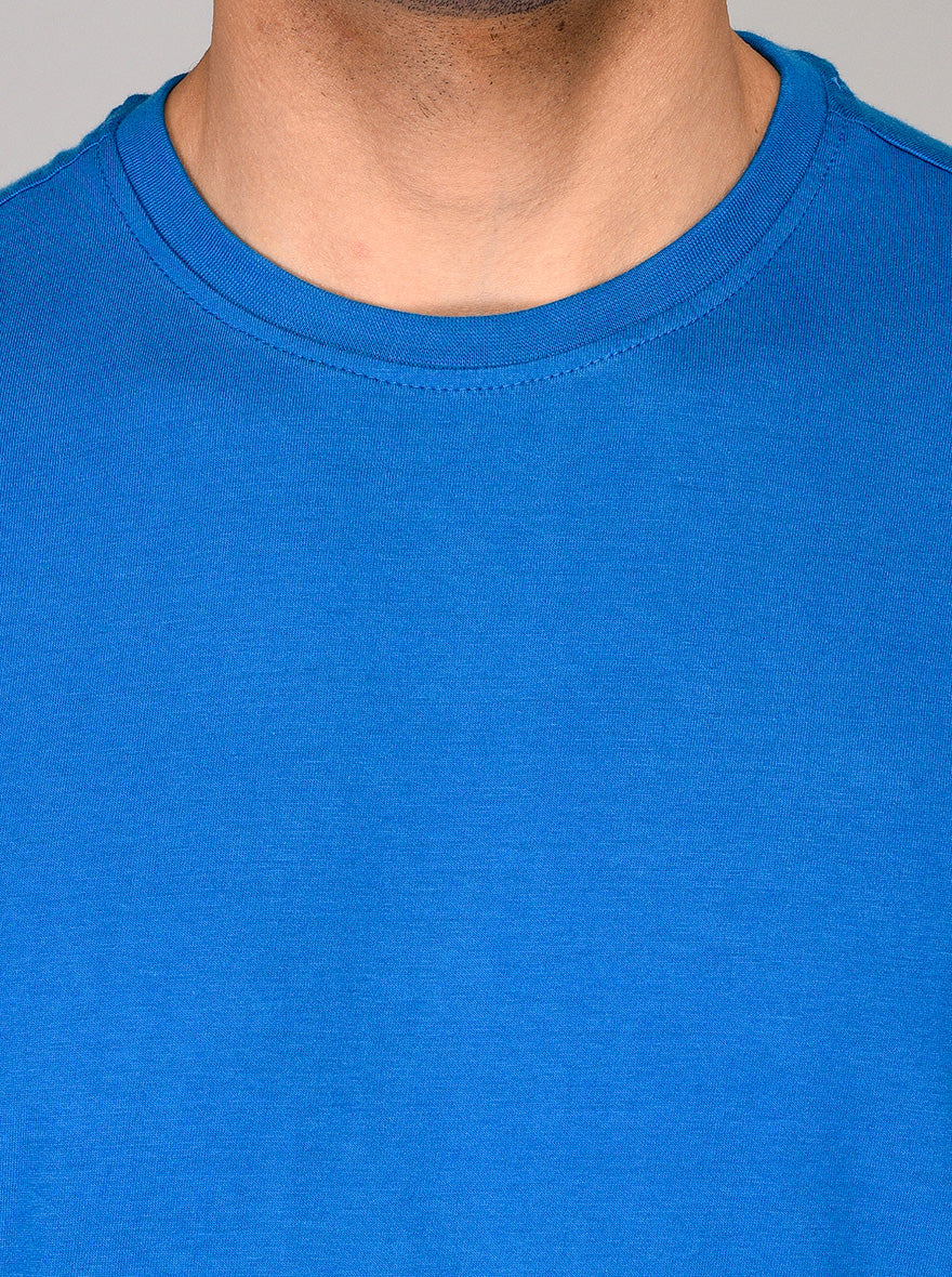 Light Blue Slim Fit Round Neck T-shirt | JB Sport