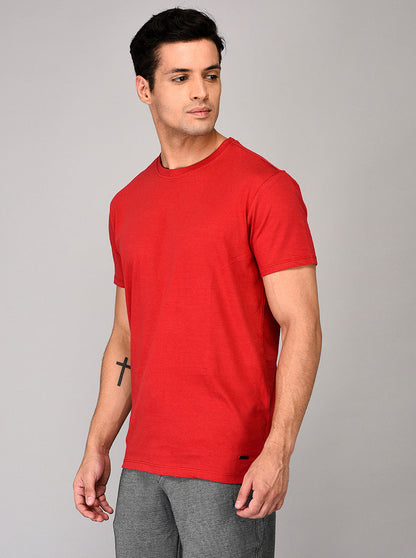 Red Slim Fit Round Neck T-shirt | JB Sport