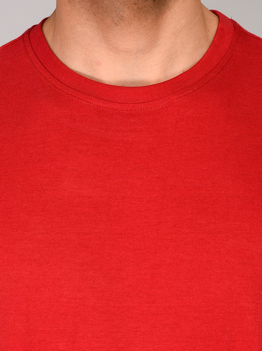 Red Slim Fit Round Neck T-shirt | JB Sport