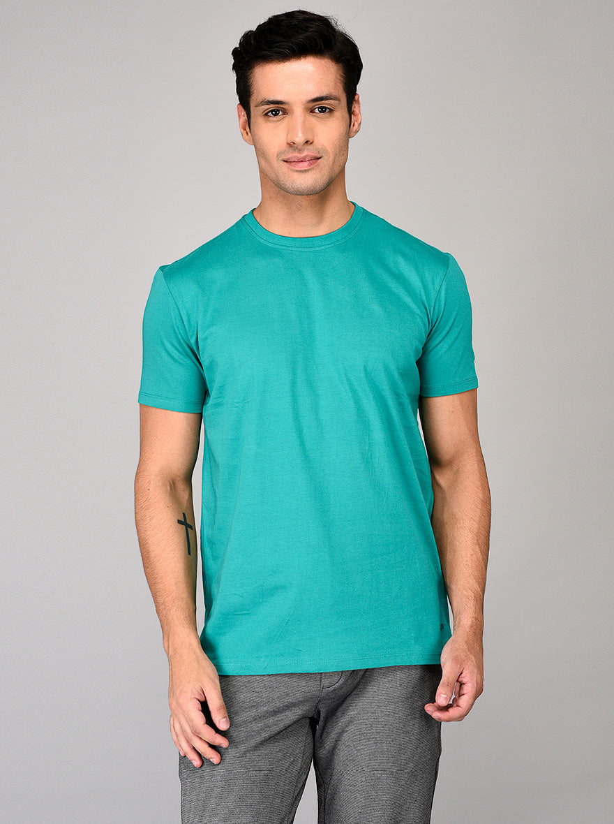 Green Slim Fit Round Neck T-shirt | JB Sport